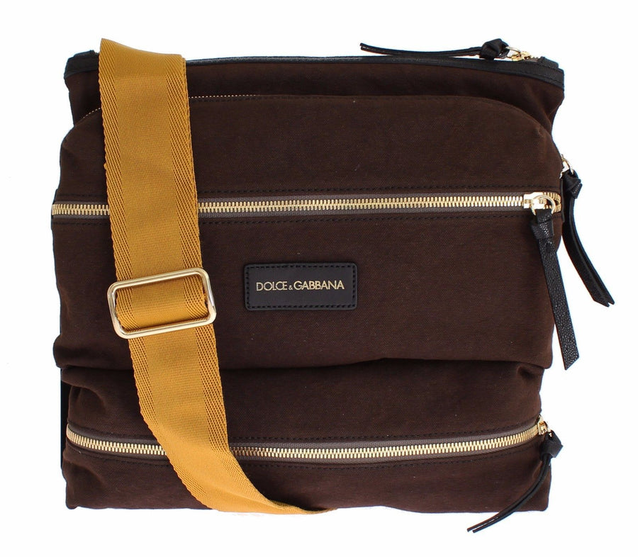 Brown Denim Leather Crossbody Shoulder Bag