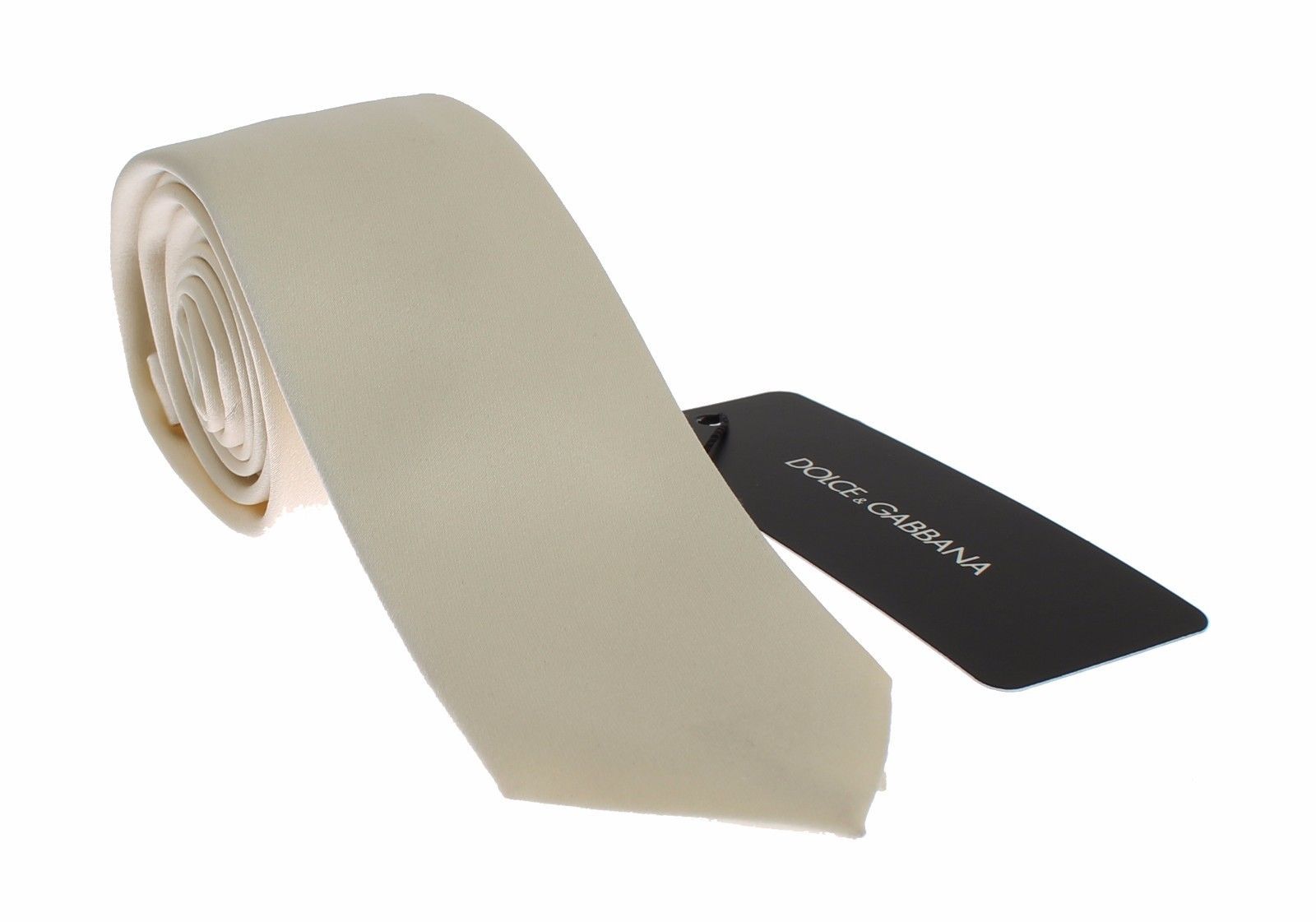Men White Solid Silk Skinny Tie