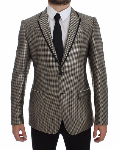 Black Silk Slim Two Button Blazer