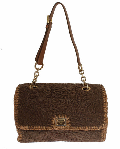 Brown Astrakhan Raffia Shoulder Messenger