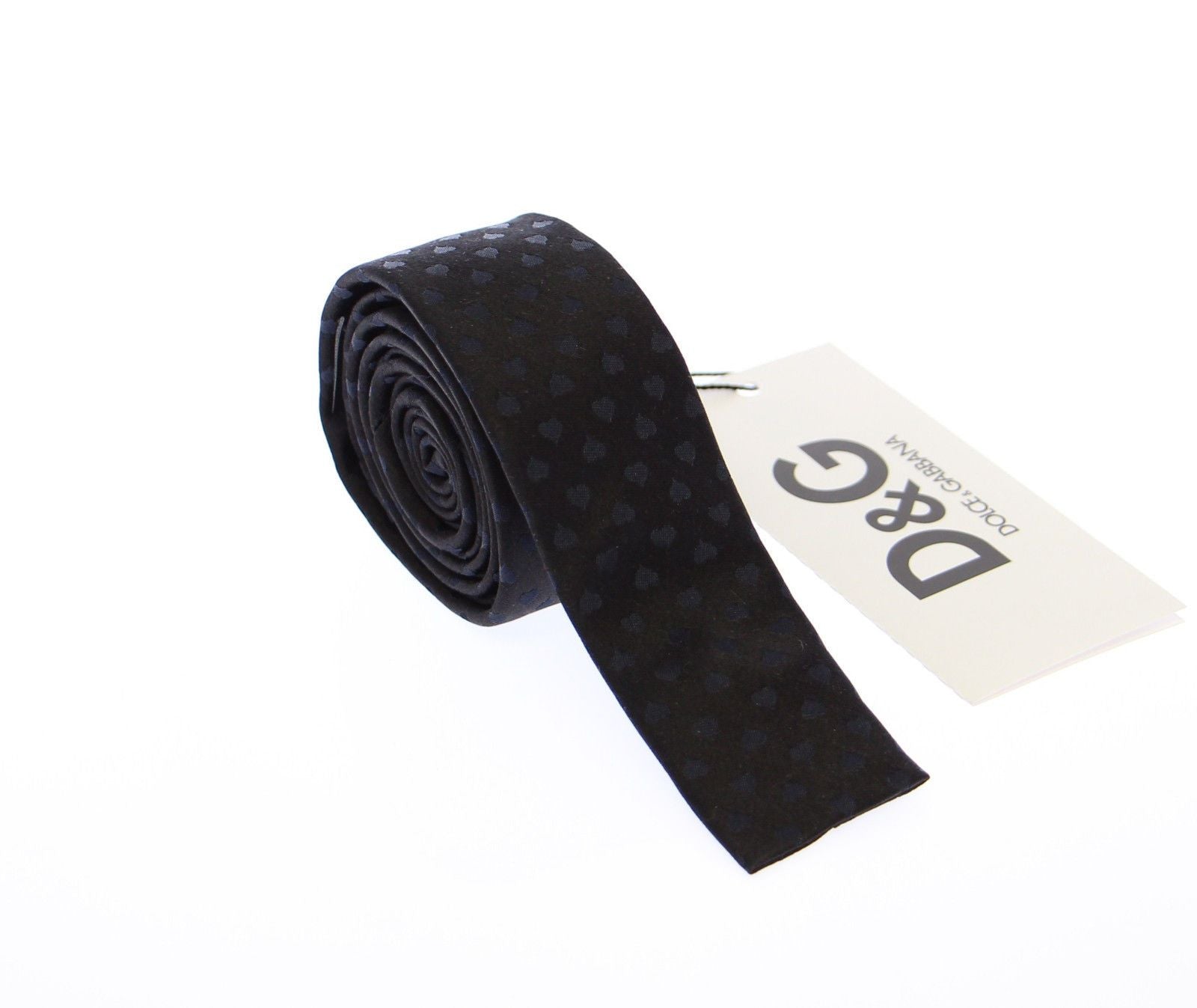 Men Blue Heart Silk Slim Neck Tie