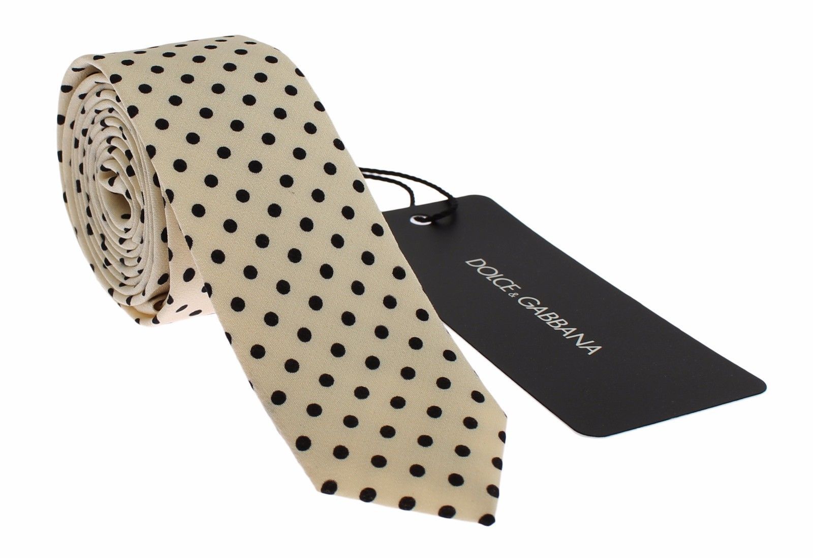 White Black Polka Dot Silk Slim Tie