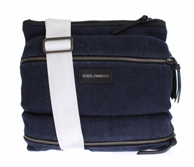 Blue Denim Leather Crossbody Shoulder Bag