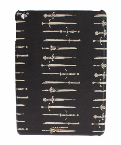 Black Sword Print Leather Tablet Ipad Case