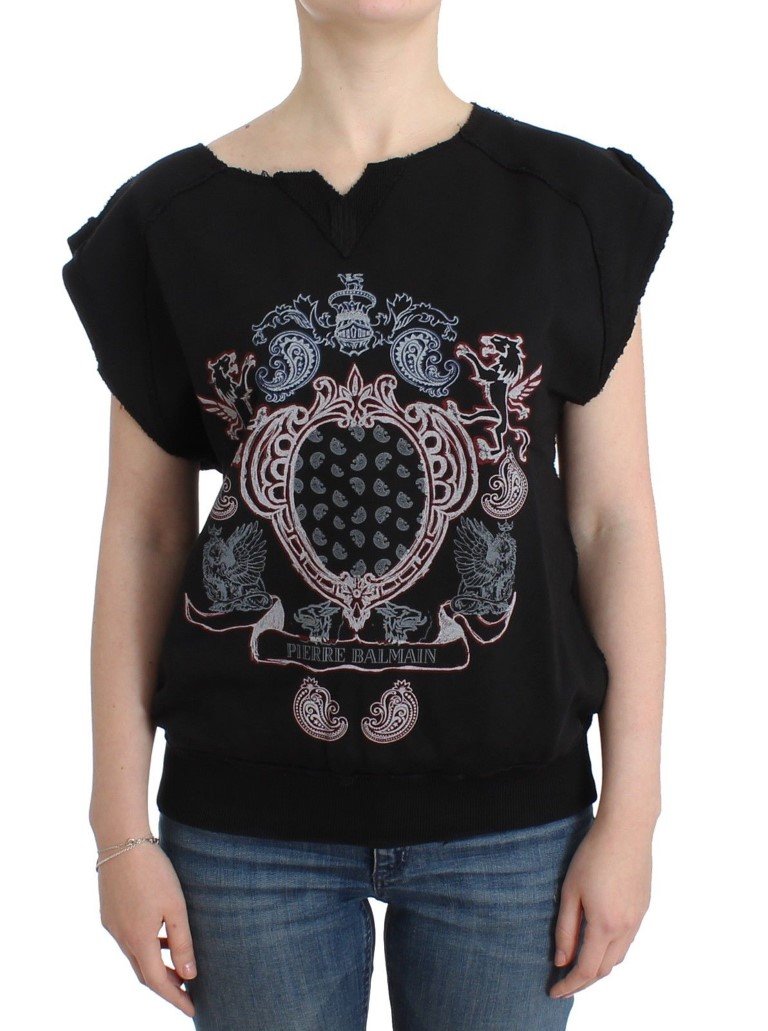 Black printed shortsleeved sweatshirt