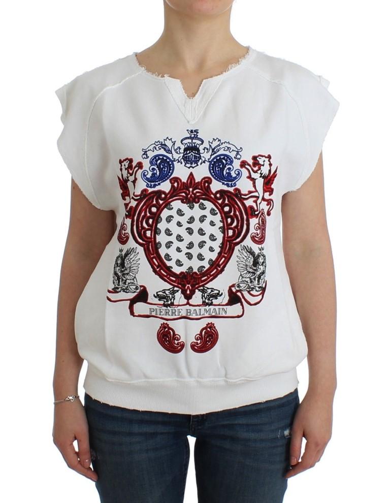 White navy printed sweatshirt