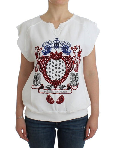 White navy printed sweatshirt