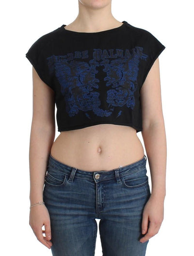Black branded crop top