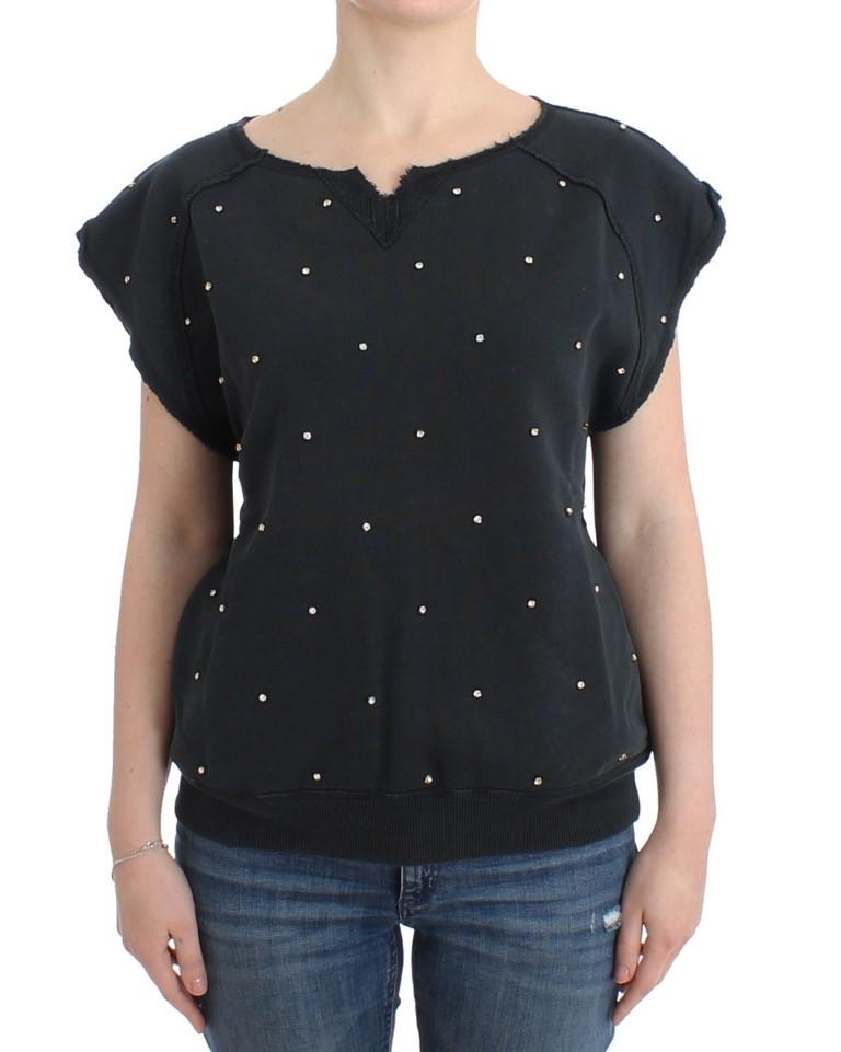 Black embellished cotton sweatshirt