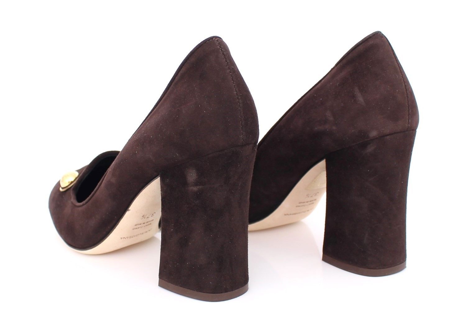 Brown Suede Block Heel Pumps Classic Shoes