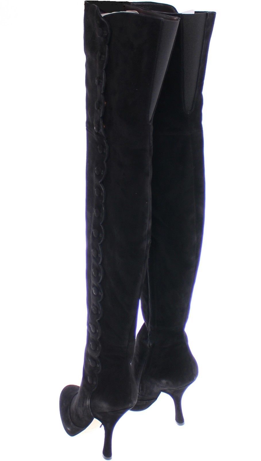 Black Suede Leather Over Knee Boots