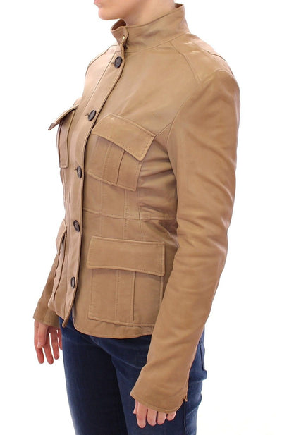 Beige Leather Jacket