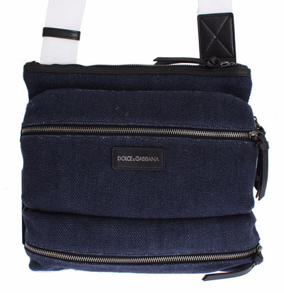 Blue Denim Leather Crossbody Shoulder Bag
