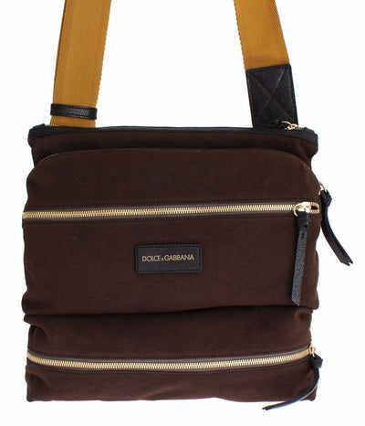 Brown Denim Leather Crossbody Shoulder Bag