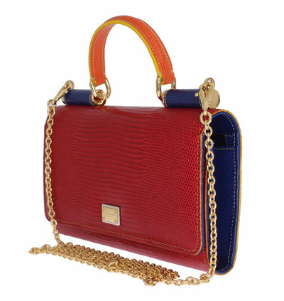 Purse Leather SICILY Red Hand Shoulder Gold Chain Clutch