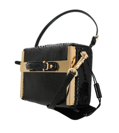 Purse GILDA Black Python Snakeskin Shoulder Gold
