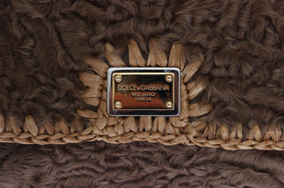 Brown Astrakhan Raffia Shoulder Messenger