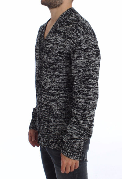 Sweater Black Cotton Silk Knitted Cardigan