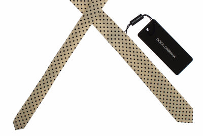 White Black Polka Dot Silk Slim Tie