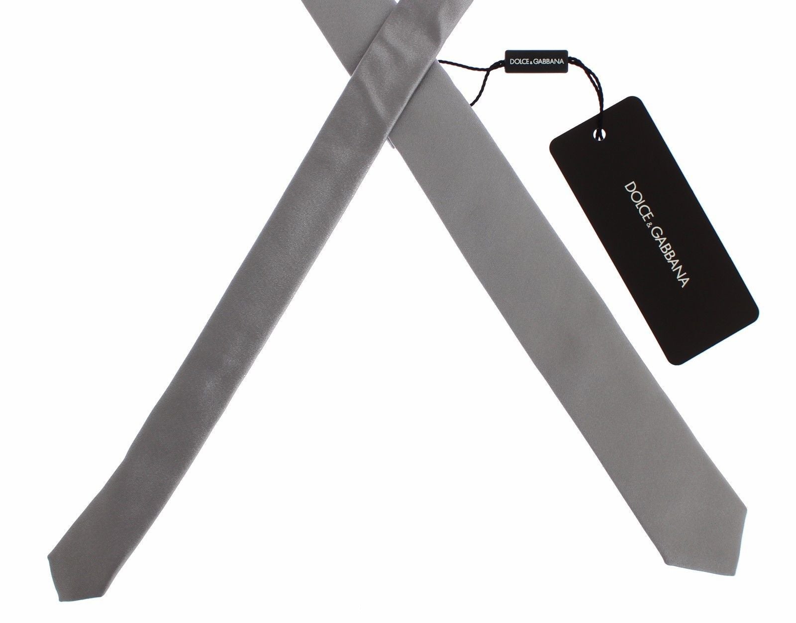 Silver Gray Solid Silk Slim Tie