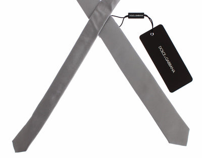 Silver Gray Solid Silk Slim Tie