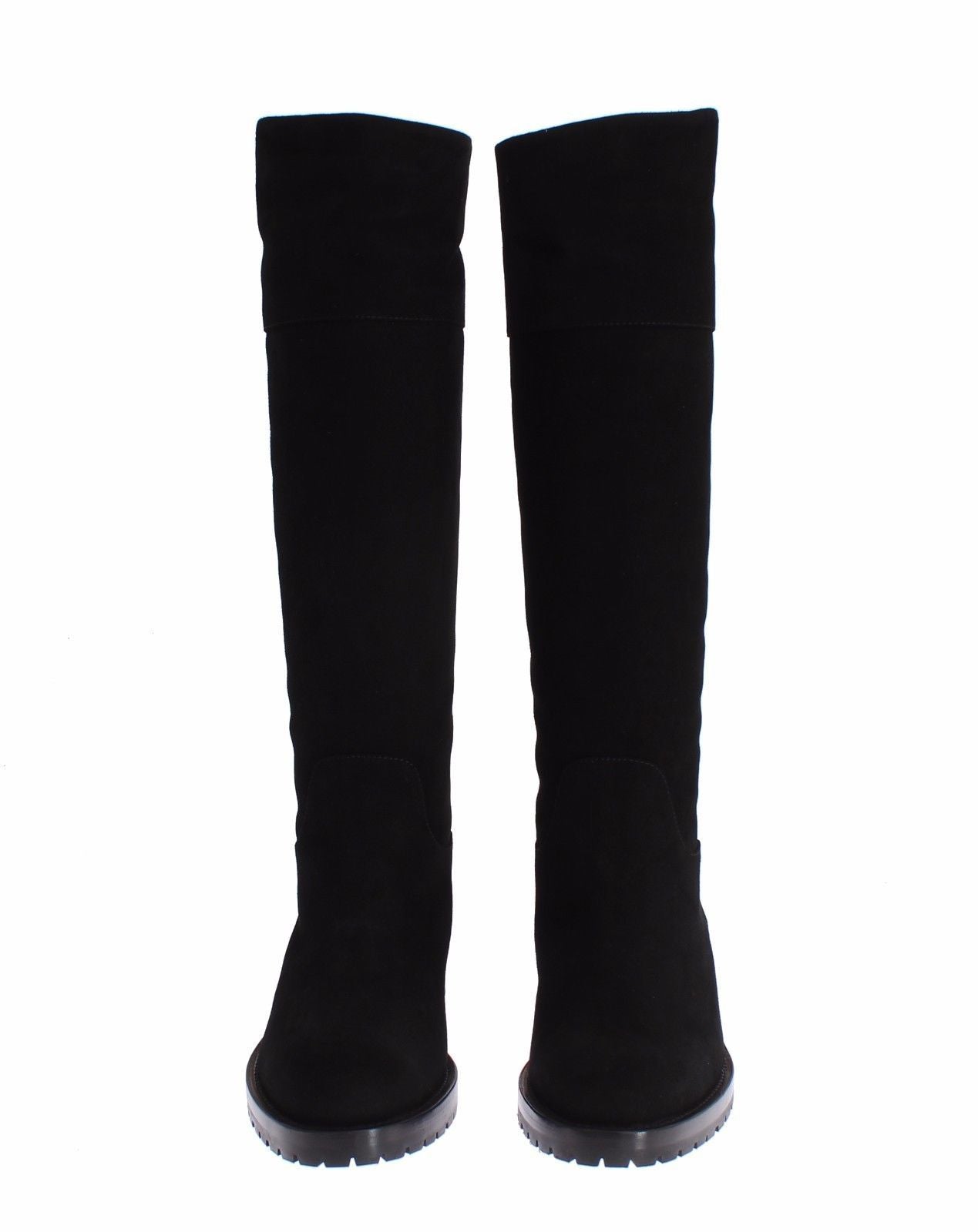 Black Suede Goatskin Flat Boots