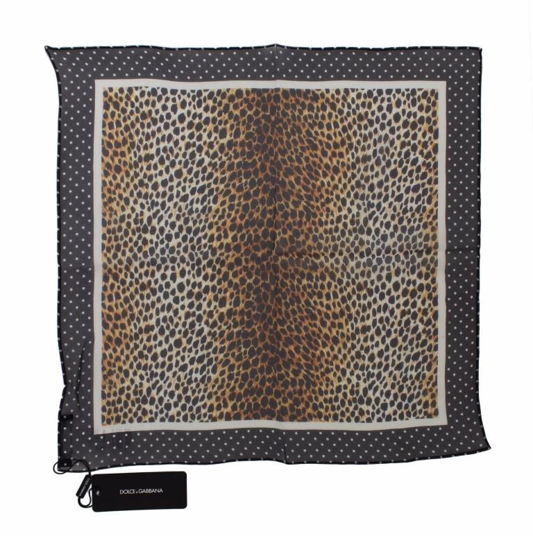 Brown Leopard Polka Dotted Silk Scarf