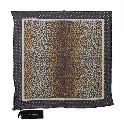 Brown Leopard Polka Dotted Silk Scarf