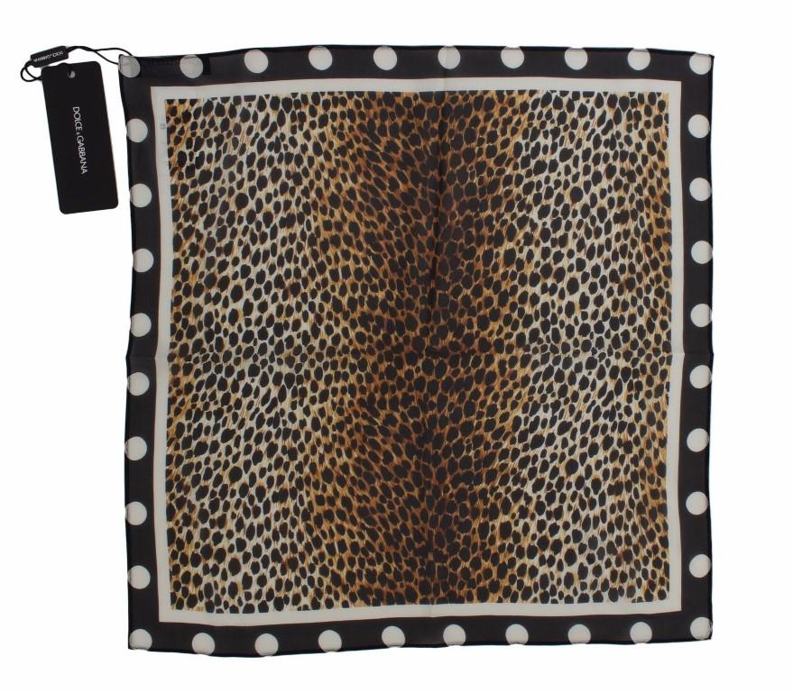 Brown Leopard Polka Dotted Silk Scarf