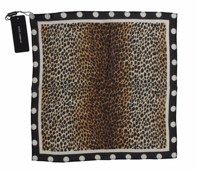 Brown Leopard Polka Dotted Silk Scarf