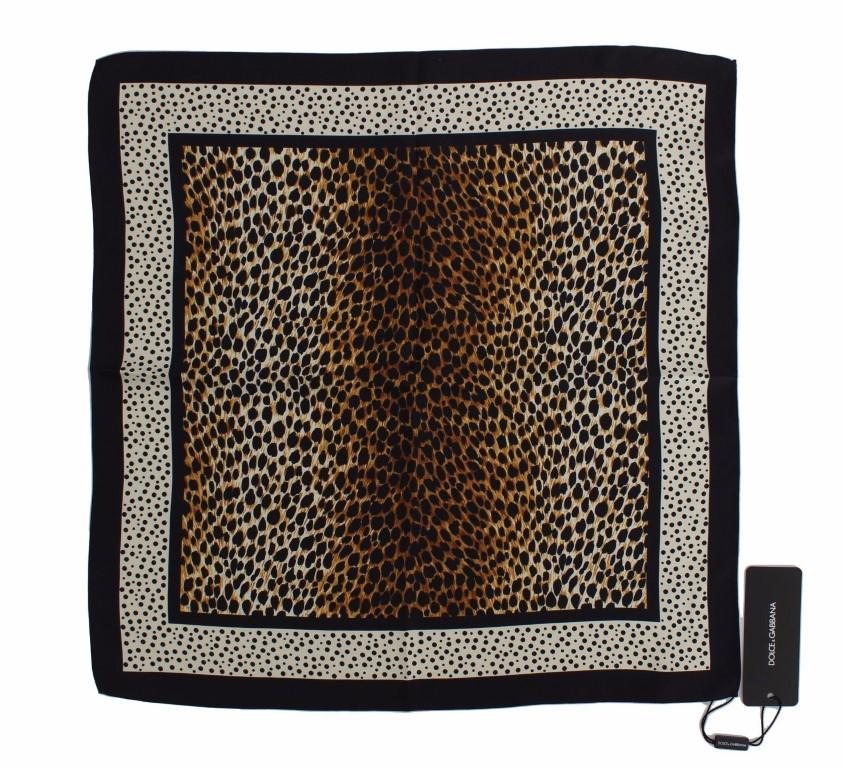 Brown Leopard Polka Dotted Silk Scarf