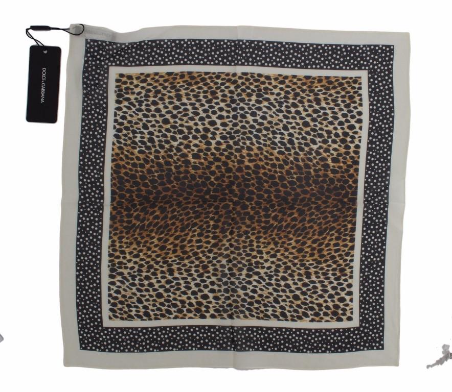 Brown Leopard Polka Dotted Silk Scarf