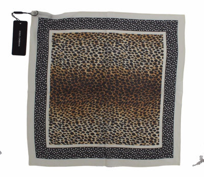 Brown Leopard Polka Dotted Silk Scarf