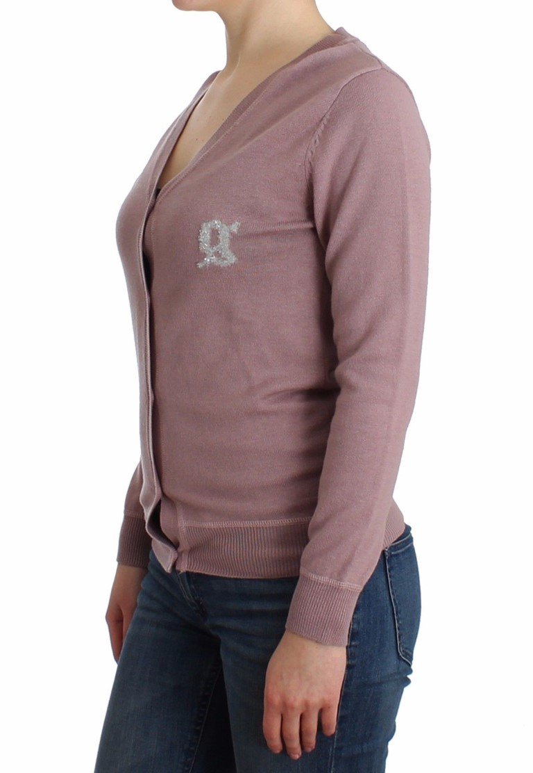 Purple v-neck wool cardigan