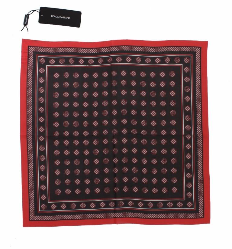 Red Black Baroque Print Silk Scarf