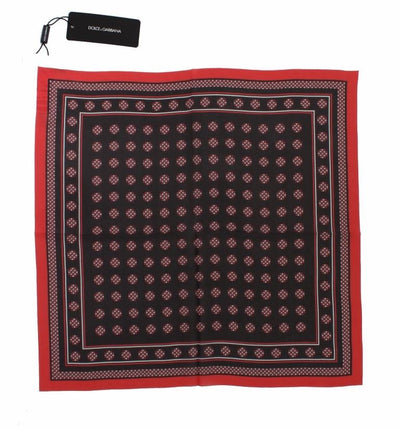 Red Black Baroque Print Silk Scarf