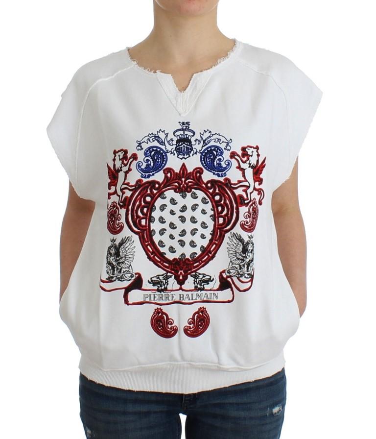 White navy printed sweatshirt