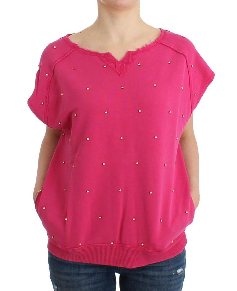 Pink embellished cotton sweatshirt