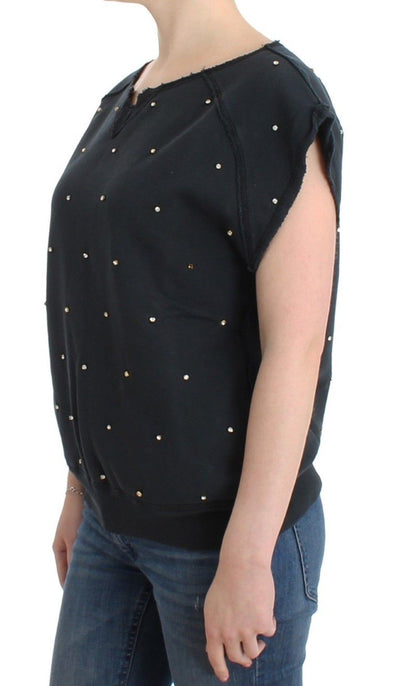 Black embellished cotton sweatshirt