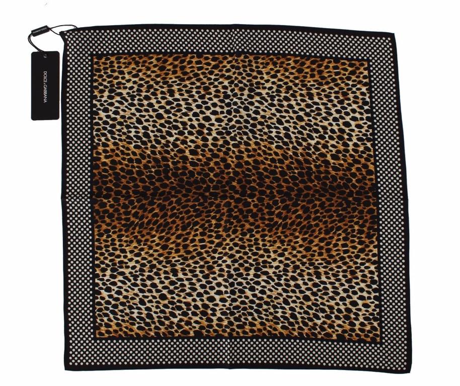 Brown Leopard Polka Dotted Silk Scarf