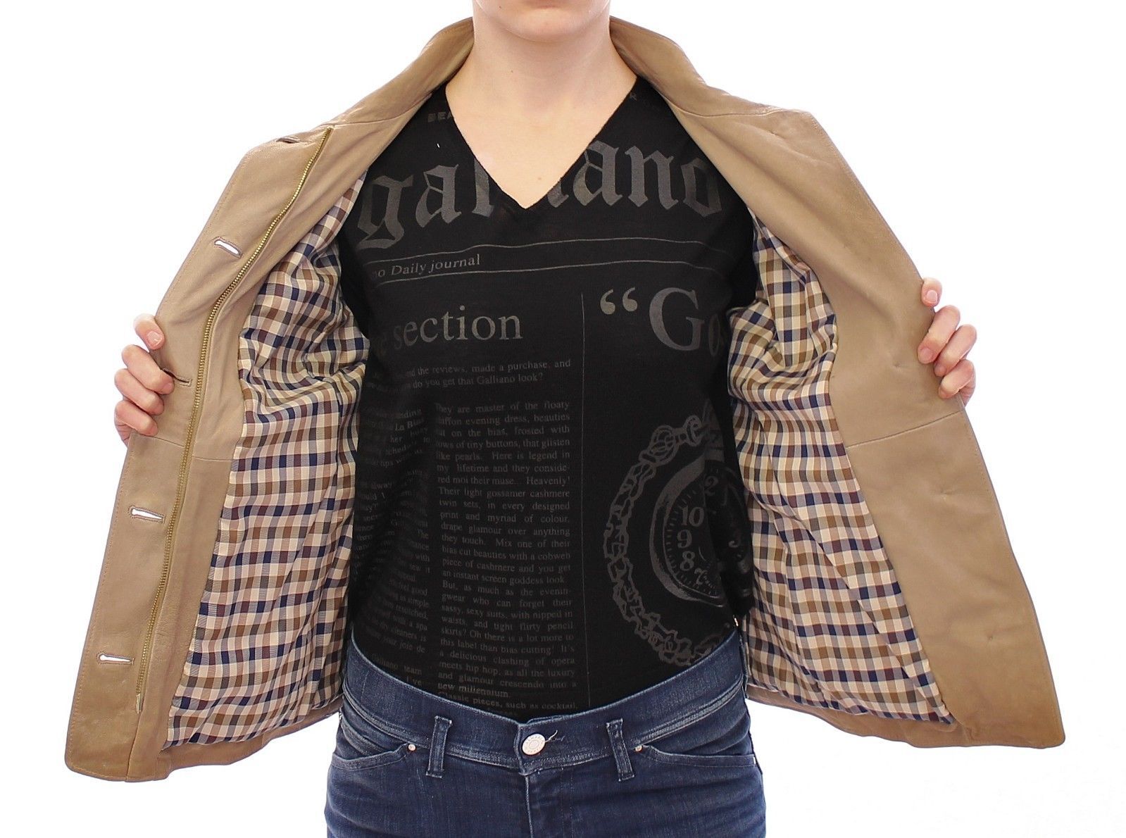 Beige Leather Jacket