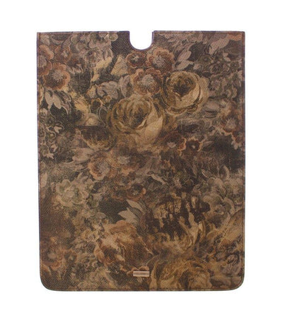 Brown Floral Logo Leather iPAD Tablet eBook Cover