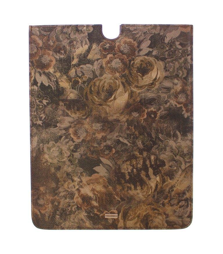 Brown Floral Logo Leather iPAD Tablet eBook Cover
