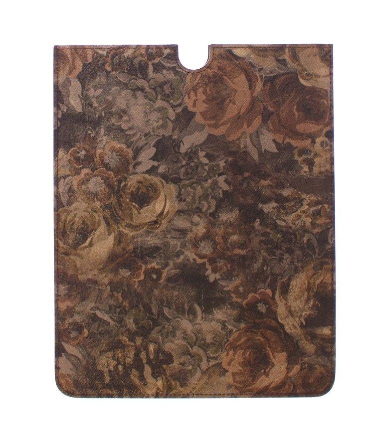 Brown Floral Logo Leather iPAD Tablet eBook Cover