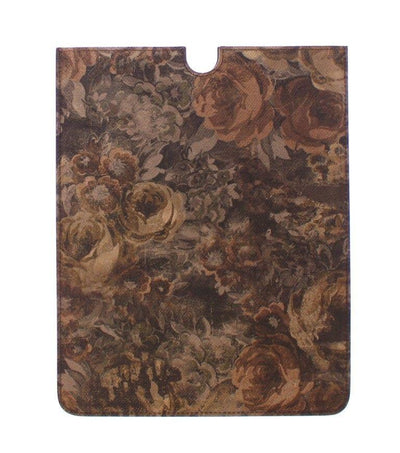 Brown Floral Logo Leather iPAD Tablet eBook Cover