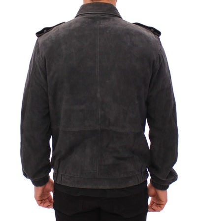 Gray Suede Leather Jacket