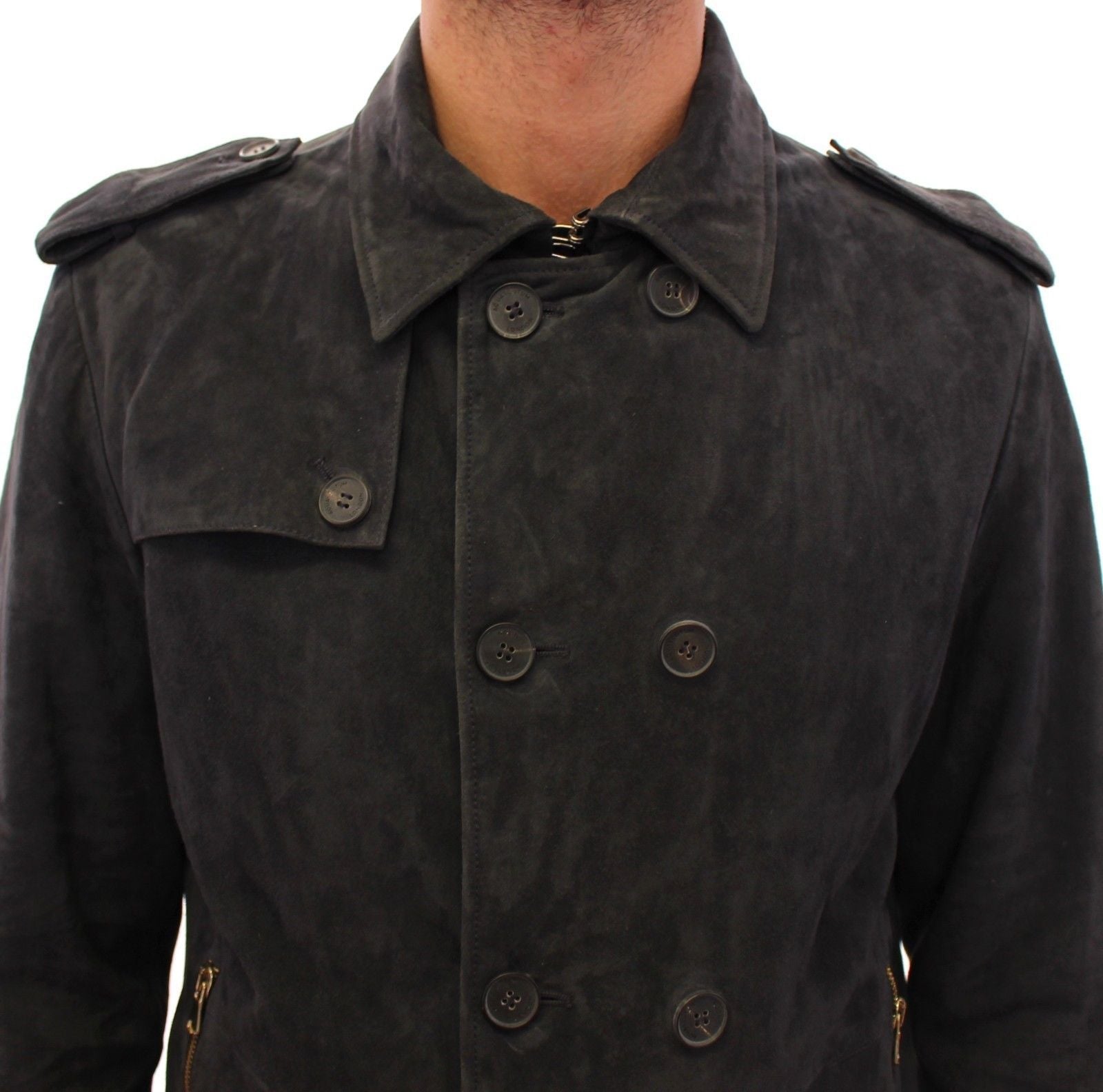 Gray Suede Leather Jacket