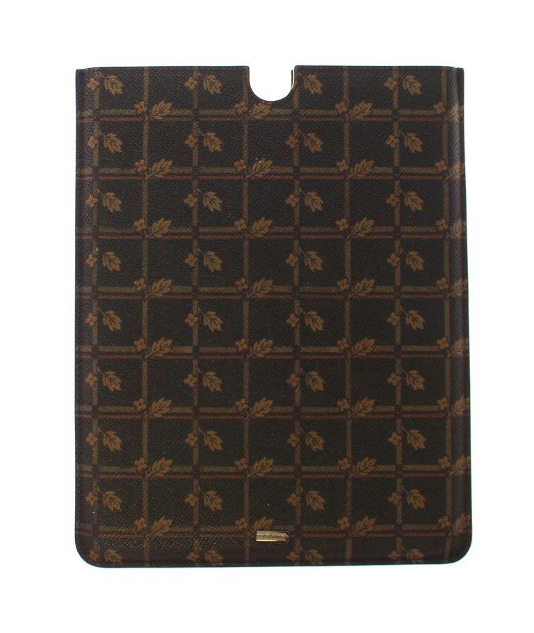 Brown Floral Logo Leather iPAD Tablet eBook Cover