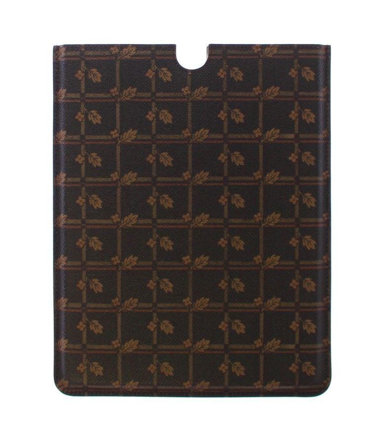 Brown Floral Logo Leather iPAD Tablet eBook Cover
