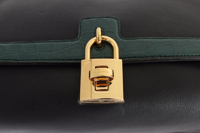 MISS BONITA Green Caiman Leather Hand Shoulder Bag